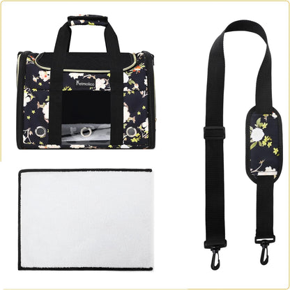 Petmolico Cat Carrier Soft-Sided Pet Bag for Small Medium Cats Puppies 16LBs - Airline Approved Pet Travel Carrier 3 Open Doors (Medium,Mixed Yellow)