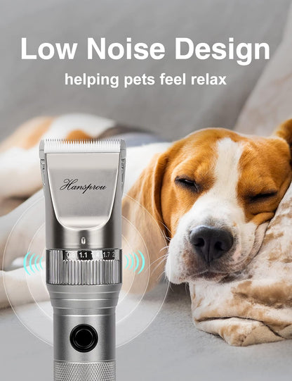 Dog Grooming Clippers High Power Dog Clipper for Thick Heavy Coats Low Noise Plug-in Pet Trimmer Pet Professional Grooming Clippers with Guard Combs Brush for Dogs Cats and Other Animals