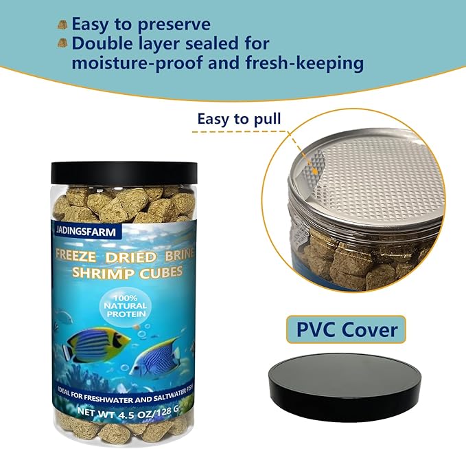 Freeze Dried Brine Shrimp Cubes 4.5 OZ, Brine Shrimp Freeze Dried Aquatic Foods for Tropical Fish Marine Fish and Aquatic Turtles.