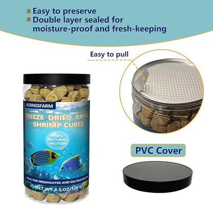Freeze Dried Brine Shrimp Cubes 4.5 OZ, Brine Shrimp Freeze Dried Aquatic Foods for Tropical Fish Marine Fish and Aquatic Turtles.