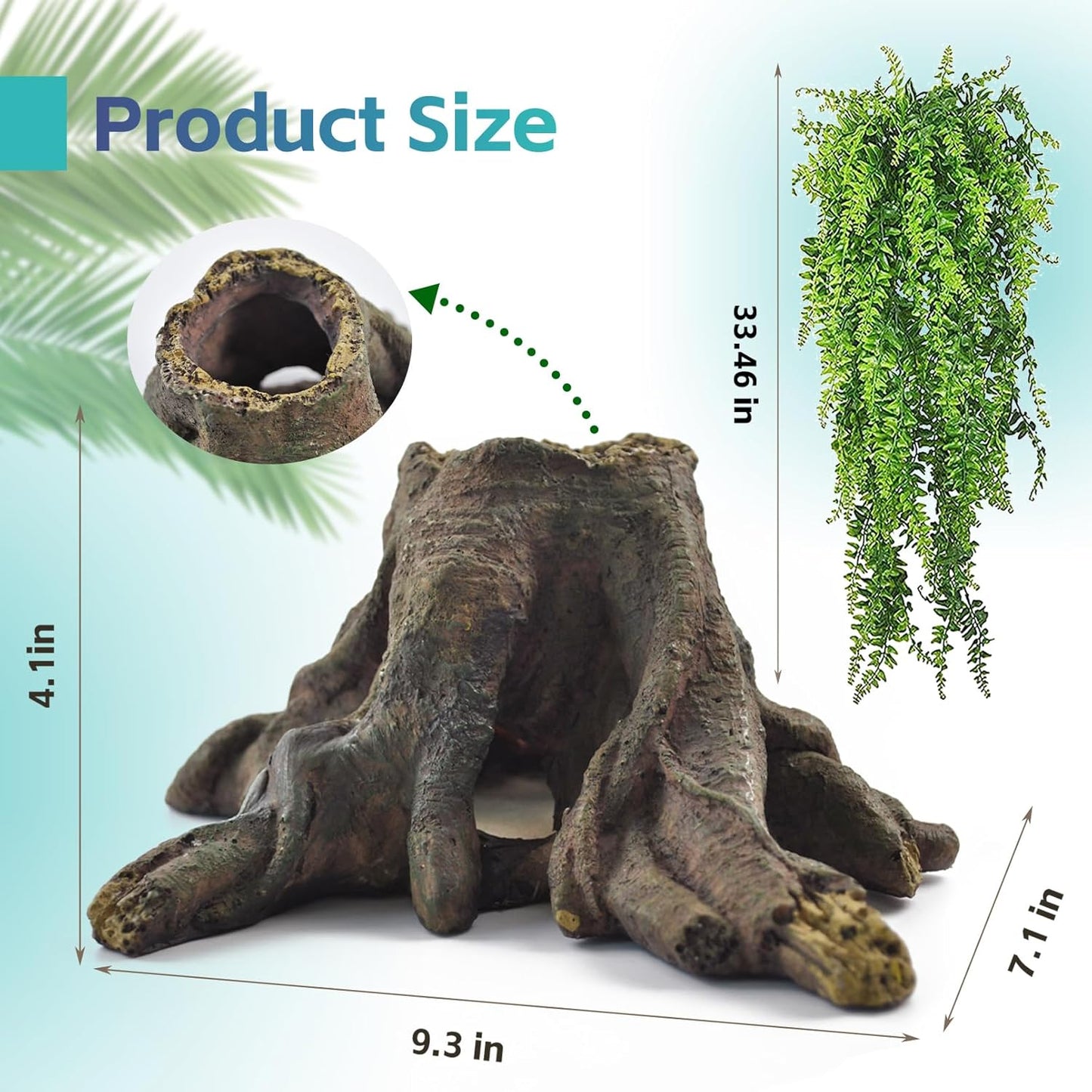 5 PCS Tank Accessories for Bearded Dragon Include Resin Hollow Tree Root Reptile Habitat Hideout Decor Hanging Jungle Vines Flexible Leaves Climbing Decorations for Lizard Gecko Chameleon Spider