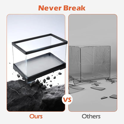 AZV Small Turtle Tank,11.8*7.3*7.1 inch PC Starter Terrarium Water Aquarium Enclosure,Bottom Drainage,Aquatic Baby Tortoise Habitat Indoor,for Amphibians and Fishes,Include Filter*1,Filter Plates*2