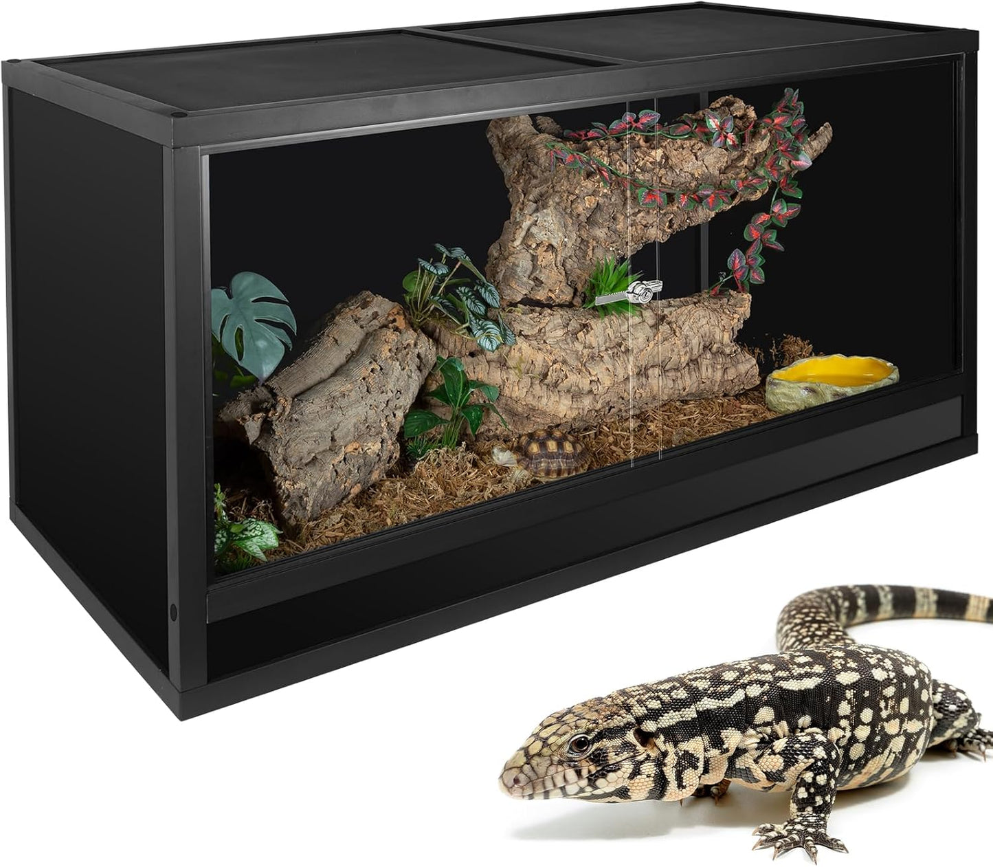 REPTI ZOO Reptile Enclosure 48x24x24 inch, 4x2x2 120 Gallon Bearded Dragon Tank, Reptile Terrarium for Ball Python Snake Gecko Turtle, Light Weight Wooden Habitat Cage