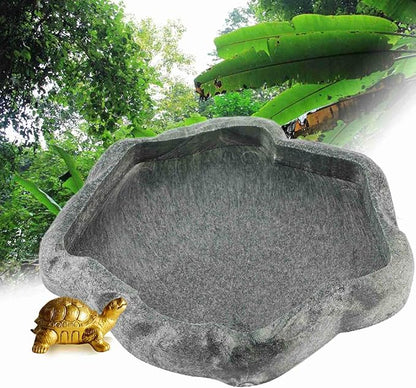 5.51x4.72x0.63in Tortoise Water Bowl,Resin Turtle Food Bowl Snake Water Bowl,Ball Python Water Bowls for Bearded Dragons Leopard Gecko Frog Snake(Green)