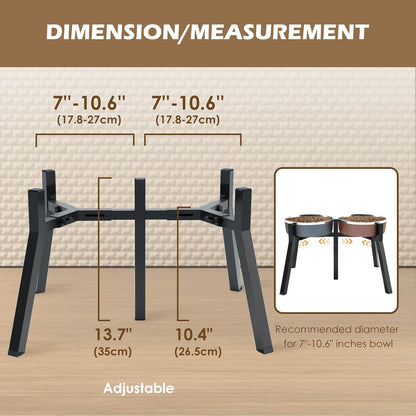 Raised Dog Bowl Stand for Large & Extra Large Dogs – 13.7" Tall Adjustable Holder Fits 7–10.6" Wide Bowls, Elevated Dog Food & Water Stand, 2-in-1 Design (Bowls Not Included)
