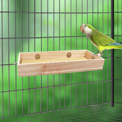 Bird Feeding Cups, Natural Wooden Parrot Perch Stand, Birds Food Dish, Parakeets Feeder Bowl, Cage Accessories for Small Animals Rat Hamster Guinea Pig Chinchillas Budgies Cockatiels Love Birds