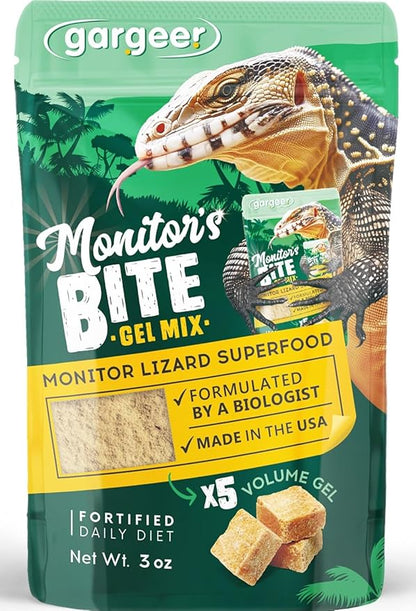 3oz Monitor Lizard Food. Complete Gel Diet for Both Juveniles and Adults. Proudly Made in The USA, Using Premium Ingredients, Fortified Gourmet Formula. Enjoy!
