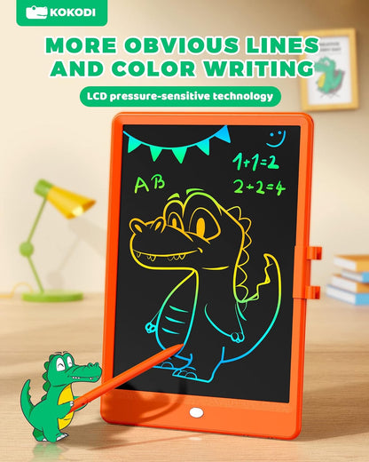KOKODI LCD Writing Tablet, 10 Inch Colorful Doodle Board Drawing Tablet, Erasable Reusable Electronic Drawing Pads, Educational and Learning Toy for 3-6 Years Old Boy and Girls