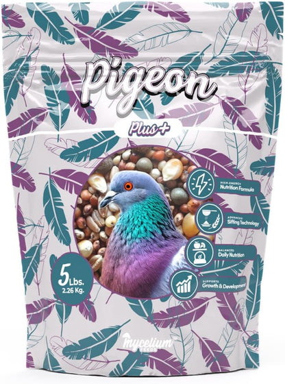 Mycelium Organic Pigeon Plus Bird Seed (5 LB Bag) | Premium Wild Bird Food for Growth, Strength & Daily Energy | Whole Grain Blend with Popcorn, Peas, Milo & Wheat | Non-GMO, No Fillers, Made in USA