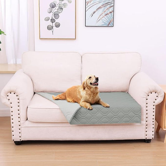 hyha Waterproof Dog Bed Blanket, Soft Pet Blankets, Waterproof Couch Cover for Dogs, Reversible Sofa Covers Washable for Furniture (30x53 Inch, Grey/Light Grey)