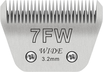 7FW Dog Grooming Clipper Replacement Blades, Compatible with Ainds, Oster A5, Wahl Km10 and Other Series Clippers, Blade Size-7FW Cut Length 1/8"(3.2mm)