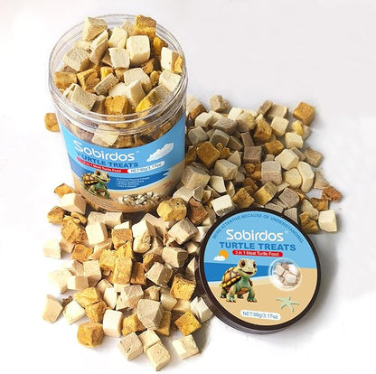 Turtle Treats,3 in 1 Meat Turtle Food,Made with Fresh Meat,Chicken&Duck&Fish Freeze-Dried,Enriched Protein & Vitamins(90g/3.17oz) (S, Chicken)