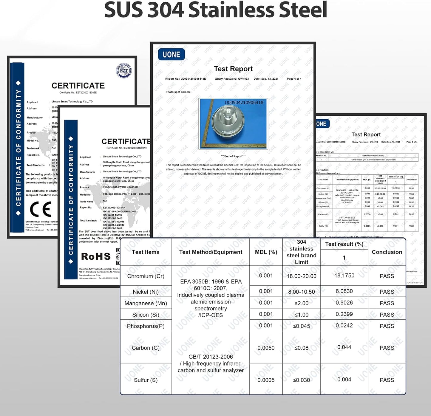 ORSDA Cat Water Fountain Stainless Steel, 2L/67oz Pet Fountain for Cats Inside, Automatic Dog Drinking Dispenser Cat Feeding & Watering Supplies with 2 Filter