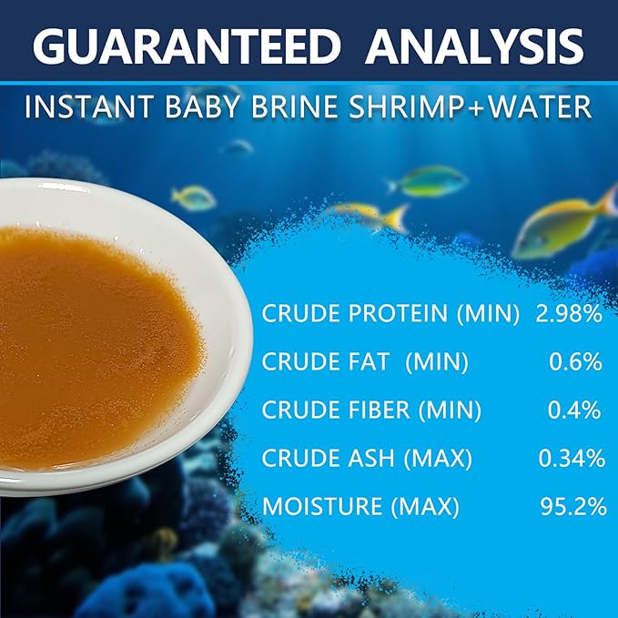Brine Shrimp Fish Food, Ready to Use Aquarium Fish Food, Non-Living Instant Baby brine Shrimp, Food for Betta Saltwater Marine Freshwater Fish, Reef Aquariums, Corals, Axolotl,Jelly