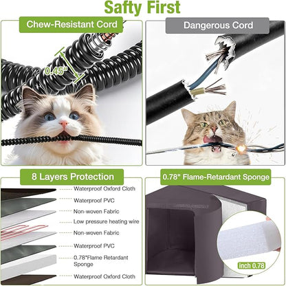 GUTINNEEN Heated Outdoor Cat House Insulated Feral Cat Shelter Weatherproof for Winter with Heater and Insulated Liner, 39.1" L x 31.7" W x 30.4" H, White and Black