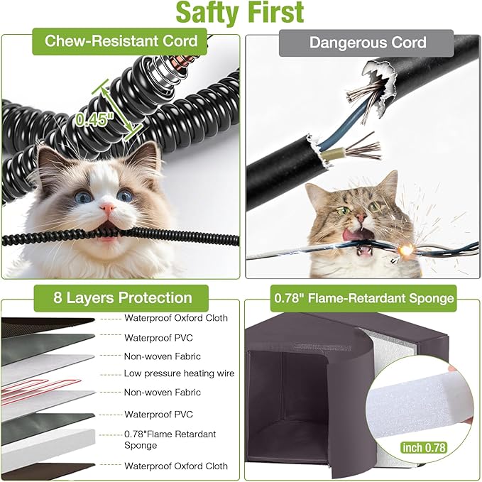 GUTINNEEN Heated Outdoor Cat House Insulated Feral Cat Shelter Weatherproof for Winter with Heater and Insulated Liner, 39.1" L x 31.7" W x 30.4" H, Grey