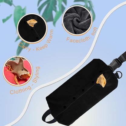 Black Bearded Dragon Carrier Set, Reptile Carrier Kit Includes Bearded Dragon Leash, Shark Costume, Bearded Dragon Harness Vest with Costume for Small Pets Travel