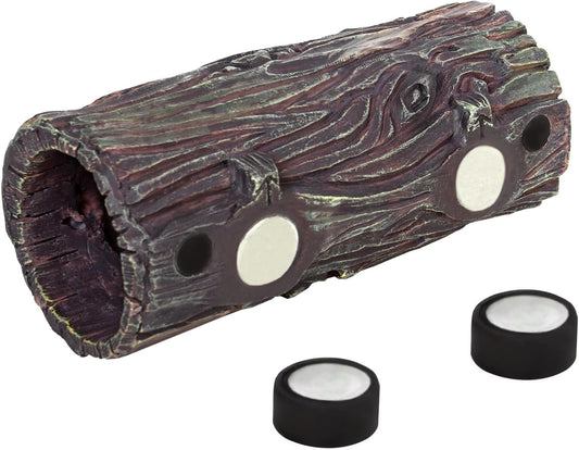 REPTIZOO Magnetic Reptile Hide Cave Resin Hollow Tree Trunk Hideout, Gecko Hide with Strong Magnetic Climbing Toy Reptile Tank Accessories for Crested Gecko,Lizard, Terrarium Decor