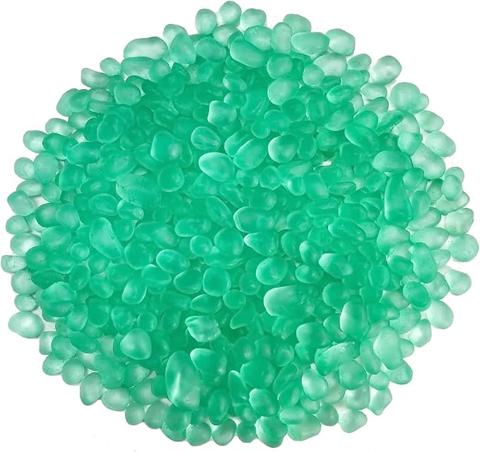 0.88LB Peppermint Green Fish Tank Gravel Aquarium Glass Stones Glass Pebbles Aquarium Gravel Rocks Fish Tank Rocks, Beads Pebbles Rock Sand Glass Gems Stones for Vase Filler Turtle Fish Tank Decor