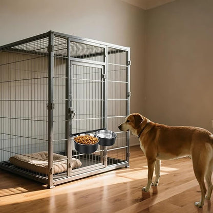 Yummy Sam Hanging Pet Dog Food Water Bowl for Cage, Stainless Steel Non-Spill Kennel Hanging Cats Pets Bowls with Clamp Holder Crate Feeder Dish for Medium Large Dogs Pets (Black)