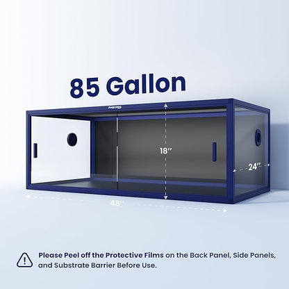 85 Gallon Snake Enclosure, Front Opening Reptile Tank for Easy Maintenance, Reptile Terrarium with Top Screen Ventilation 48''x24''x18''