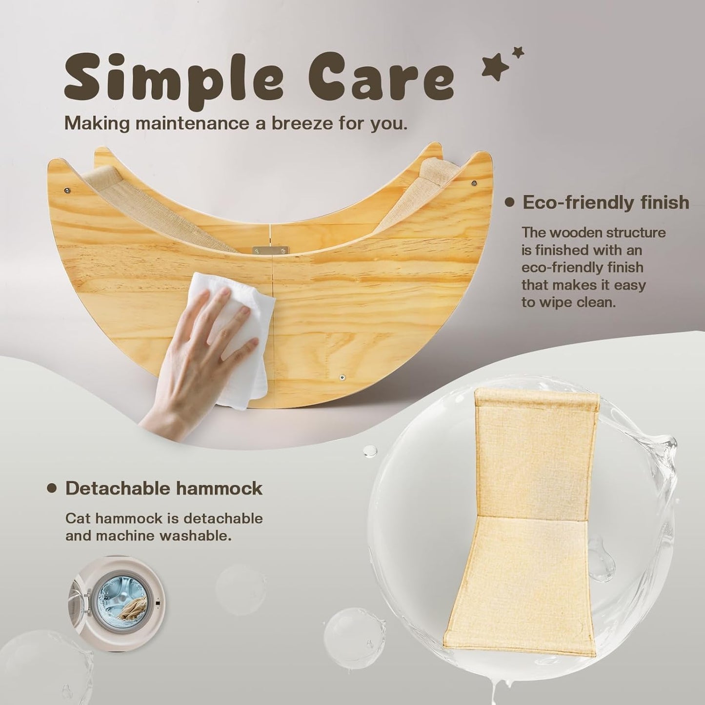 Wooden Cat Window Perch, Large Cat Window Bed with 4 Upgraded Suction Cups, Solid Wood Cats Window Hammock with Moon-Shaped Design, Pet Windows Seat for Indoor Cats