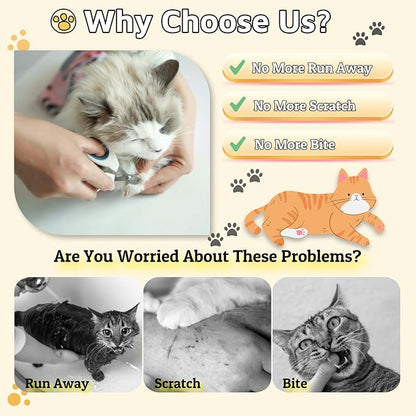 21.7" Cat Wrap for Grooming-Premium Cat Grooming Wrap Cat Restraint for Nail Clipping, Self-Adherent Soft Cat Blanket to Wrap Cat Anti-Scratch Anti-Escape Grooming Bag (Pink, L(Within 9lbs))