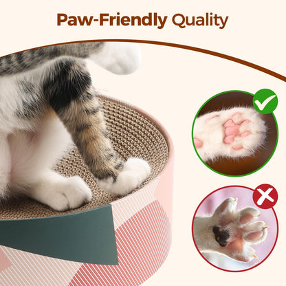 ComSaf Cat Scratcher Cardboard Bed Lounge Couch for Indoor Cats Oval Shape 17"x13", Kitty Cat Scratching Pad Recycle Corrugate Scratcher Long Lasting Furniture