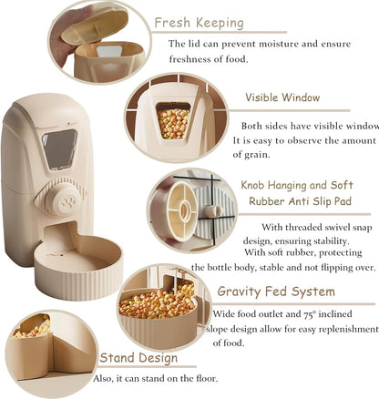 Hanging Cage Automatic Pet Food Water Dispenser 34oz, Large Capacity Feeder Gravity Refill Food and Siphon Suction Water Set for Dog Cat Rabbit Chinchilla and Ferret (Food Dispenser)