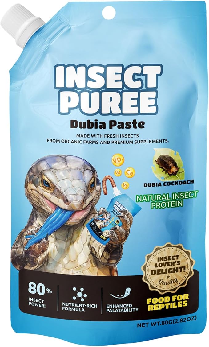Crested Gecko Food Insect Puree, Dubia Paste Reptile Food Made with Fresh Insects 2.82oz
