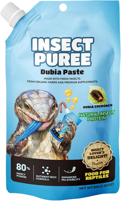 Crested Gecko Food Insect Puree, Dubia Paste Reptile Food Made with Fresh Insects 2.82oz