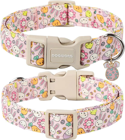 DOGWONG Easter Dog Collar, Cute Egg Bunny Dog Collars, Adjustable Easter Pet Collars Design Dog Collar with Quick Release Buckle for Small Dogs