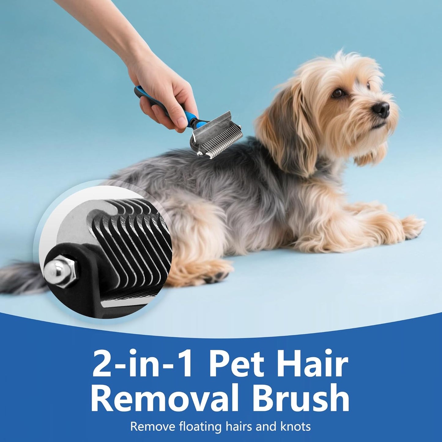 Pet Grooming Set with Shedding Brush and Dematting Comb，Brush for Small Breed Dogs，Cat Shedding Brush，Stainless steel teeth remove tangled hair，Pet Grooming Tools-Small