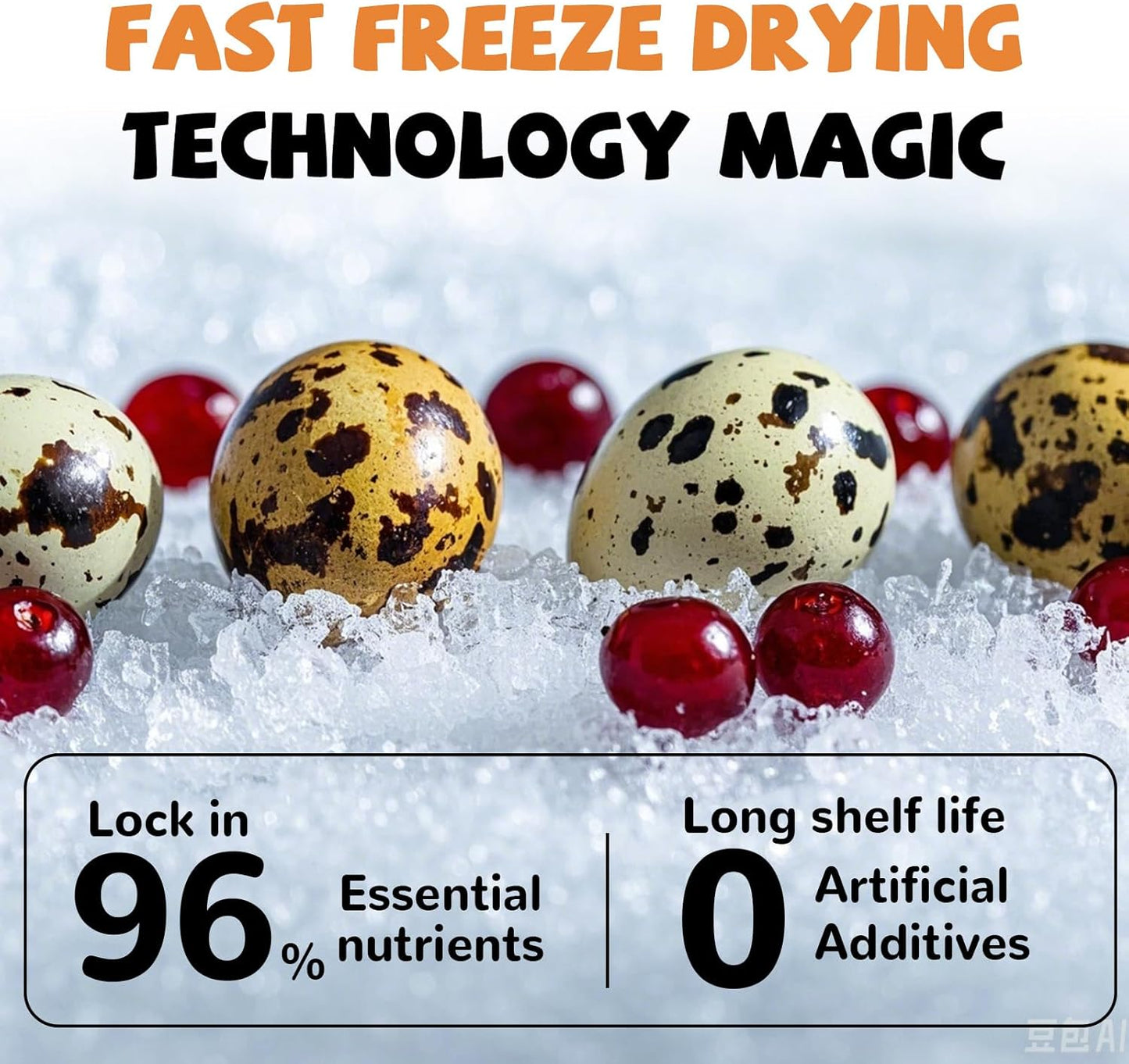 PAWUP Freeze Dried Cat & Dog Treats, Natural Quail Egg Yolk, Rich in Antioxidants Cranberry Added, High-Protein Pet Snacks for Coat & Urinary Health, 3.5 oz