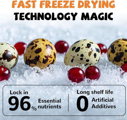 PAWUP Freeze Dried Cat & Dog Treats, Natural Quail Egg Yolk, Rich in Antioxidants Cranberry Added, High-Protein Pet Snacks for Coat & Urinary Health, 3.5 oz