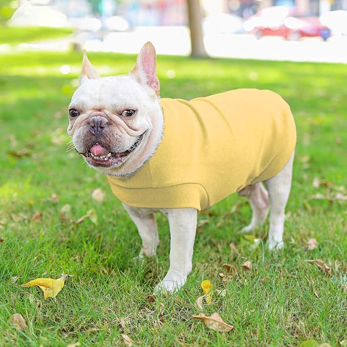 Small Dogs Fleece Dog Sweatshirt - Cold Weather Hoodies Spring Soft Vest Thickening Warm Cat Sweater Puppy Clothes Sweater Winter Sweatshirt Pet Pajamas for Small Dog Cat Puppy (Small, Yellow)