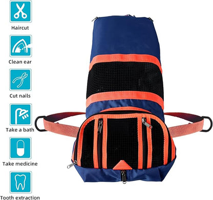 Cinf Cat Nail Clipping Cleaning Grooming Restraint Bag (Free Muzzle) Set No Scratching Biting for Bathing Nail Trimming Injecting Examining(Navy Blue,L)