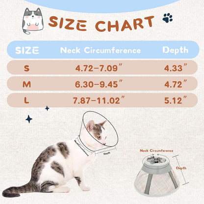 Supet Cat Cone Collar Soft, Air Mesh Recovery Collar to Stop Licking, Breathable Neck Cone Alternative for Small Kitten, Lightweight Cat Head Cone Anti Scratch (S)