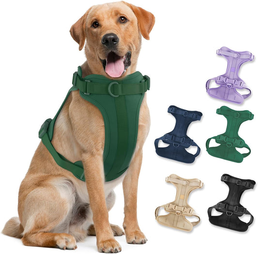 No Pull Lightweight Dog Harness: Adjustable Durable Breathable Mesh Pet Vest Harness with Soft & Comfortable Cushion, for Small Medium Large Dogs (L, Pine Green)