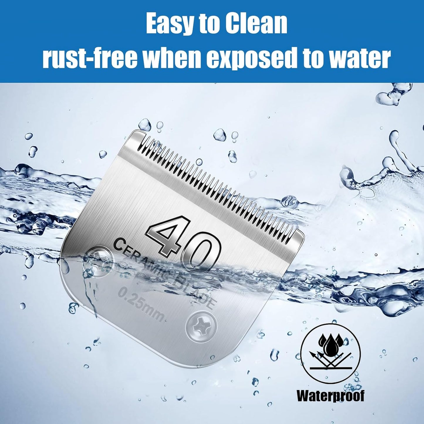 Dog Grooming Replacement Blades Compatible with Andis Dog Clipper, Dog Clipper Blades Compatible with Oster A5,Wahl KM-10 Series Dog Clipper,#40 Blades (0.25mm)