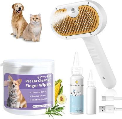Pet Steam Brush for Dog & Cat–Pet comb leave-in serum