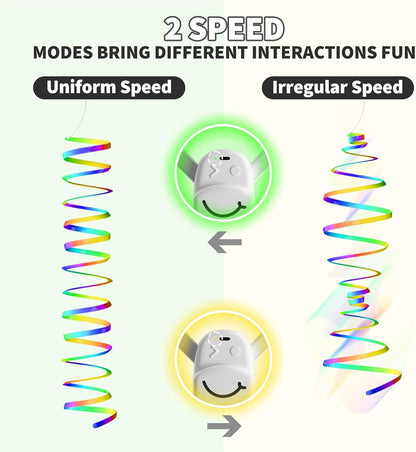 Interactive Cat Toys for Indoor Cats,Enrichment Stimulation Toys, Electric Hanging Door Clip Ribbon Kitty Toy,Automatic Play Chase Exercise Feather Toys for Bored Indoor Adult & Kitten Cats（White）