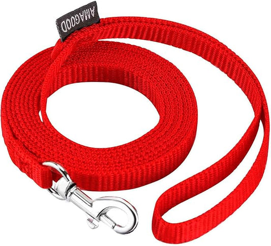 AMAGOOD 6 FT Cat Leash, Strong and Durable Traditional Style Leash with Easy to Use Collar Hook,Cat Lead Great for Cats (3/8 in x 6 ft(Pack of 1), Red)