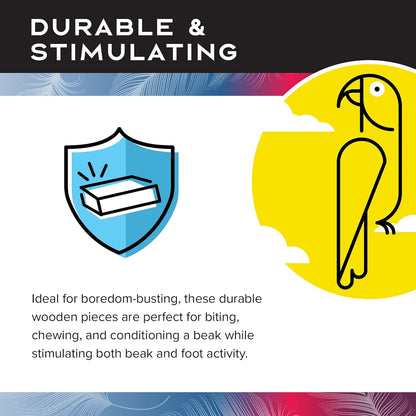 Featherland Paradise Bird Toy for Medium to Large Birds - Knots N Blocks - Parrot Toys for Parakeets, Sun Conures, Caiques, Medium Birds