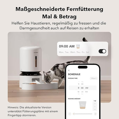 PETLIBRO 5L Automatic Cat Feeder for 2 Cats, 5G&2.4G Wi-Fi Programmable Cat Food Dispenser with Dual Stainless Steel Bowls, Airtight Lock Fresh Technology, Low Food Sensor