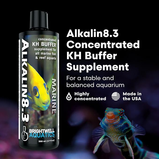 Brightwell Aquatics - Alkalin8.3 Concentrated KH Buffer Supplement - for All Marine Fish and Reef Aquaria - Aquarium Water Treatments, 17 fl oz
