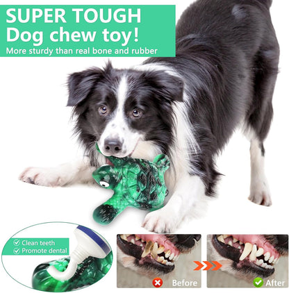 Heavy Duty Nylon Dog Bone Chew Toys - Real Bacon Flavor, Long-Lasting for Aggressive Chewers & Large Breeds