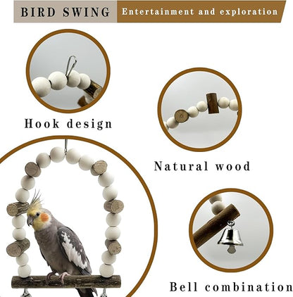 5Pcs Natural Wooden Bird Perch Set – Parrot Perch Toys, Bird Cage Toys, Cage Accessories for Budgies, Cockatiels, Lovebirds, Finches, and Other Small to Medium Birds