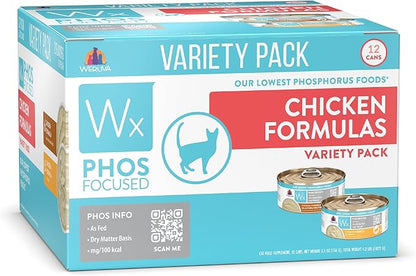 Weruva Wx Phos Focused Chicken Formulas 5.5oz Can Variety Pack, Pack of 12