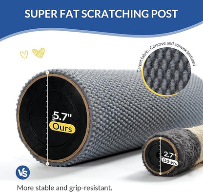 Cat Craft Cat Scratching Post Large Reticulate Carpet Scratching Post for Indoor Cats, Tall Cat Scratch Post, Carpet Cat Scratcher with Replaceable Toys, Sturdy Base, Large, Light Gray